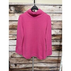 Burgess Pink Cotton Cashmere Mock Neck Sweater Size Small Bell Sleeve
